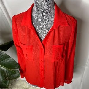 Bright Red Sheer Blouse